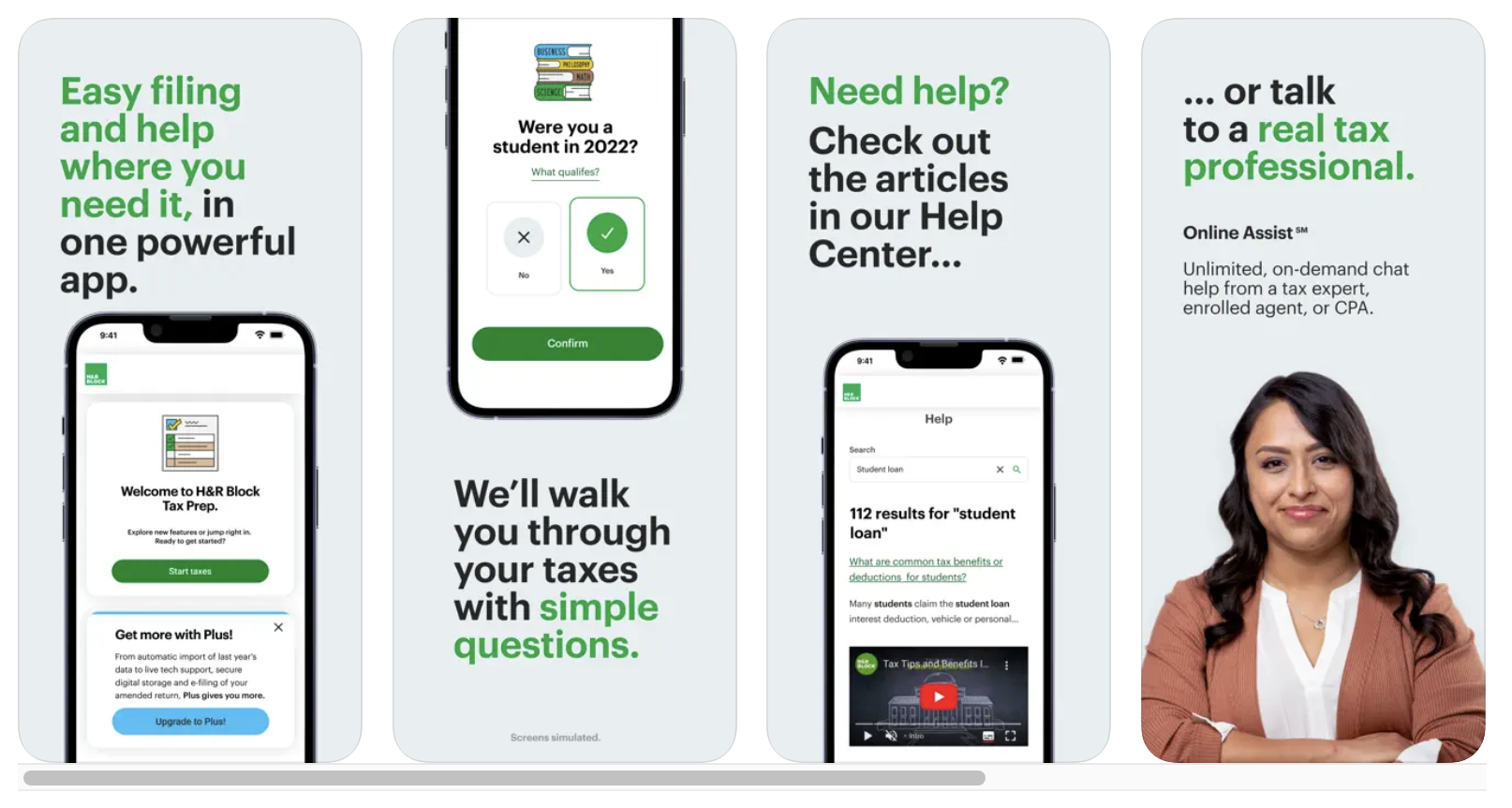 H&R Block Tax Prep App Store Screenshots h&r block tax prep first four apple app store screenshots