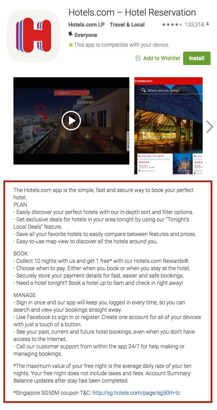 Google Play description