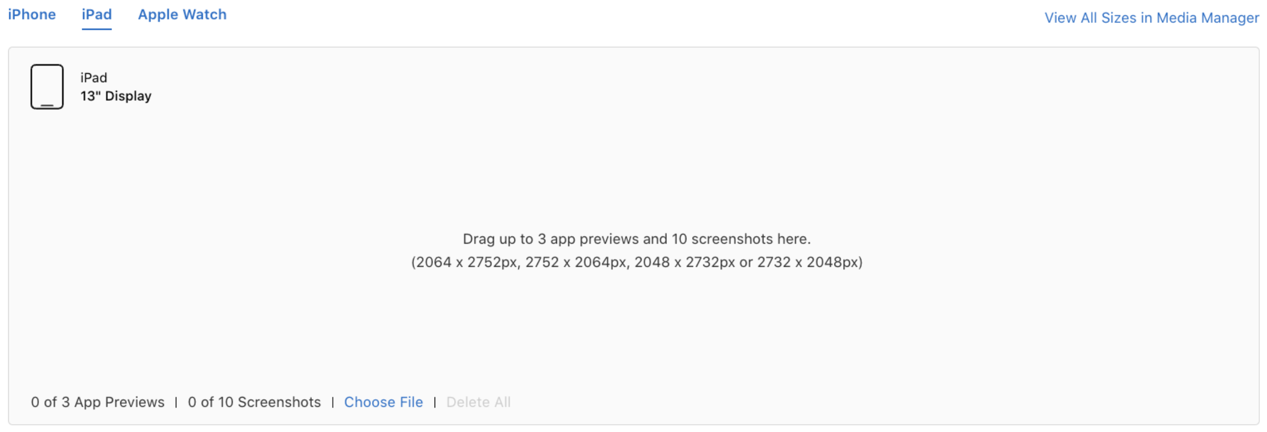 App Store Connect iPad Screenshot Sizes