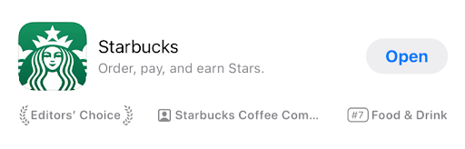 Starbucks icon in the ios app store