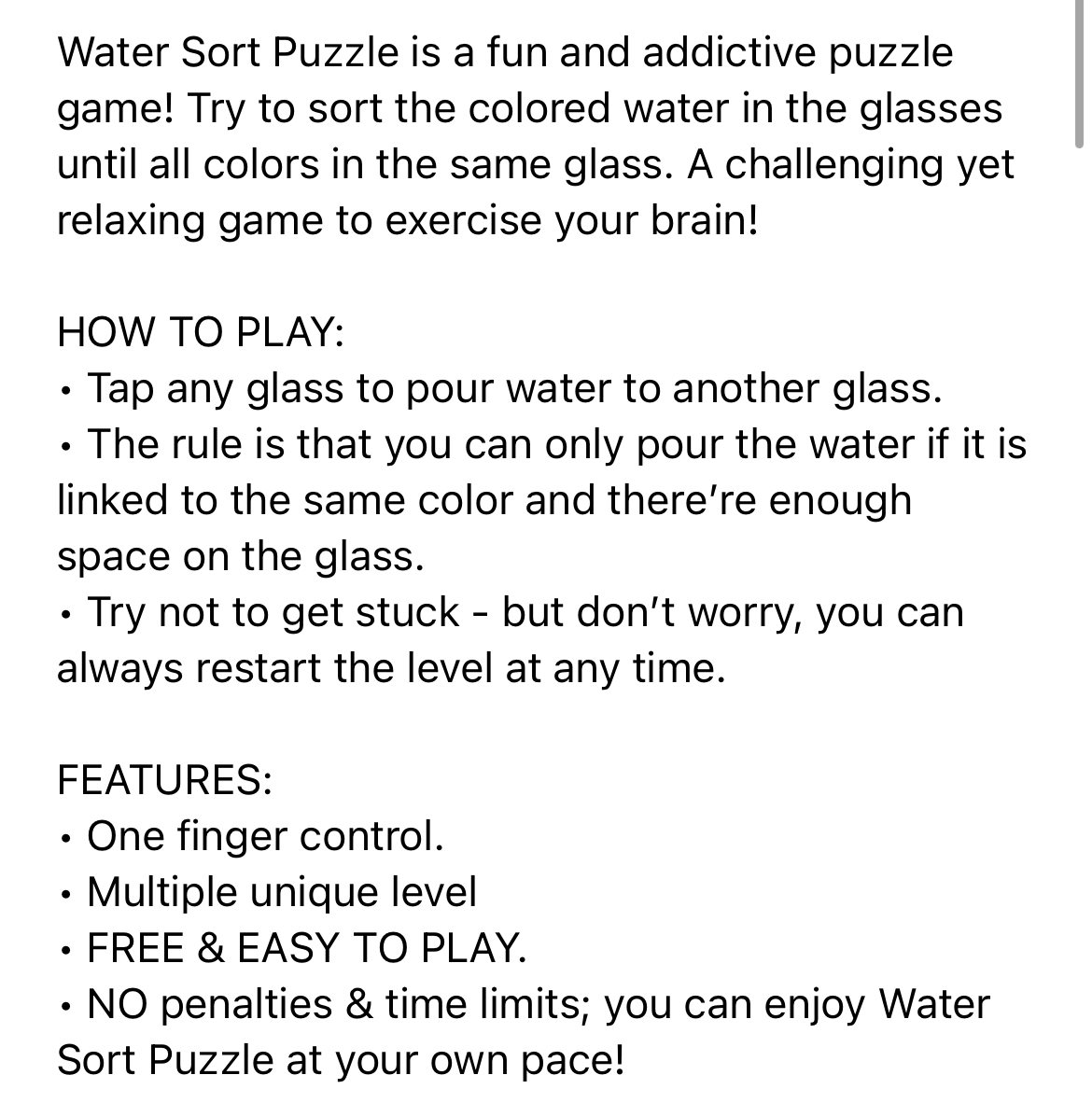 water sort puzzle apple app store description