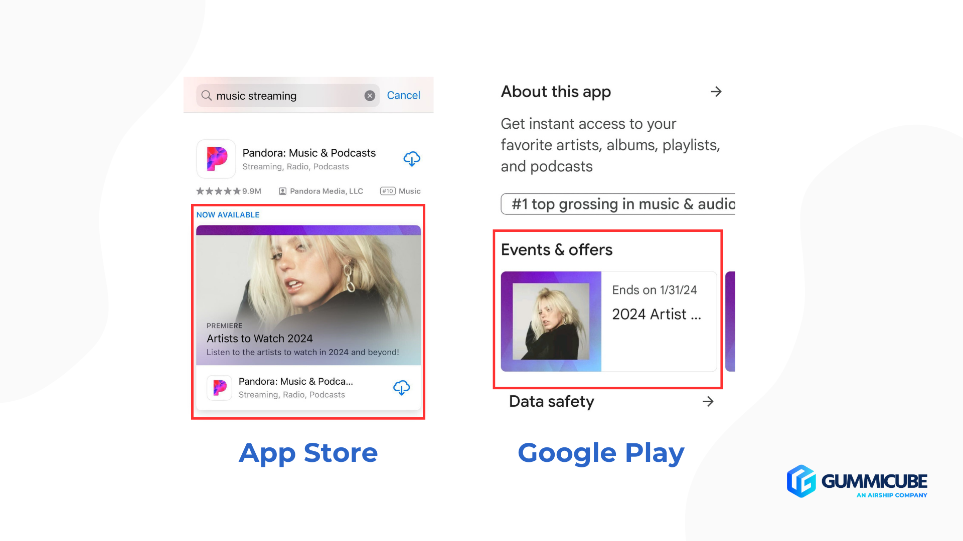 pandora app store in app events promotional content