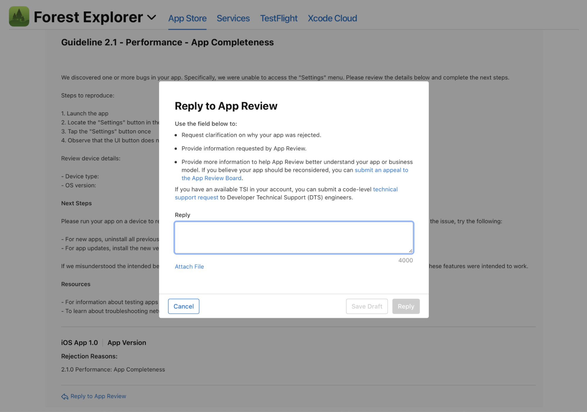 App Store Connect Resolution Center App Store Connect Resolution Center
