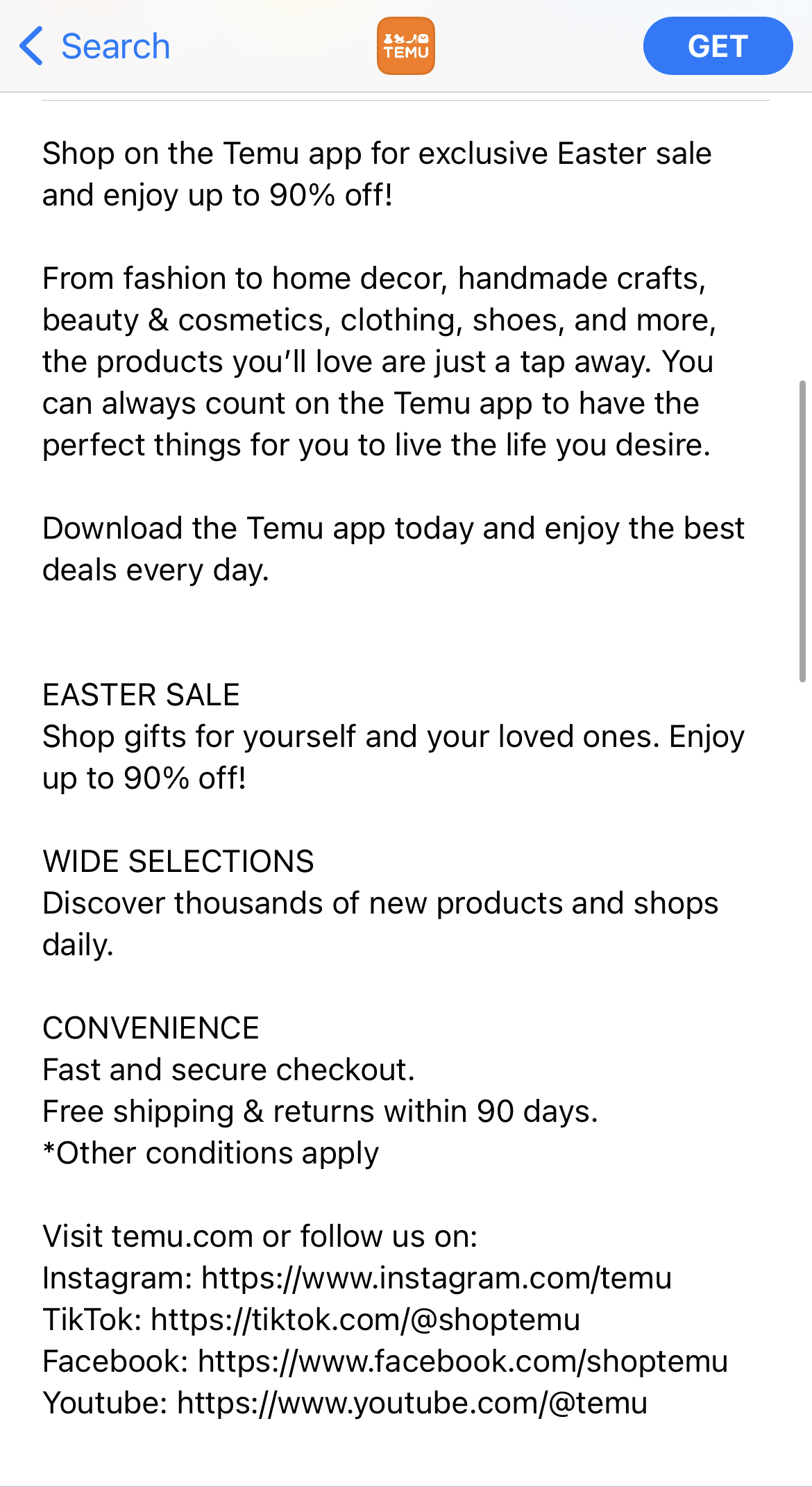Temu App Store Description temu apple app store shopping app description