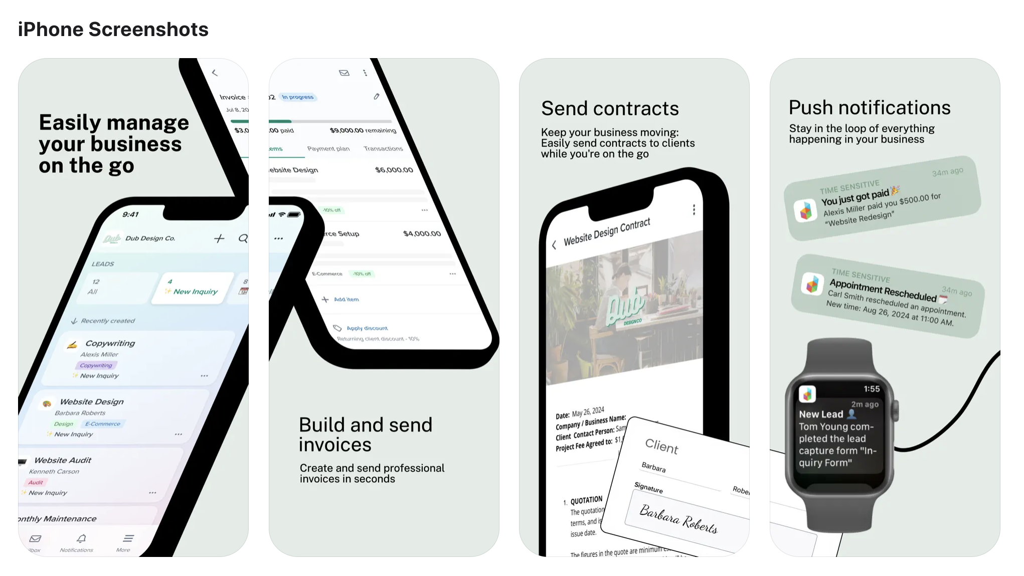 Dubsado ios app store screenshots