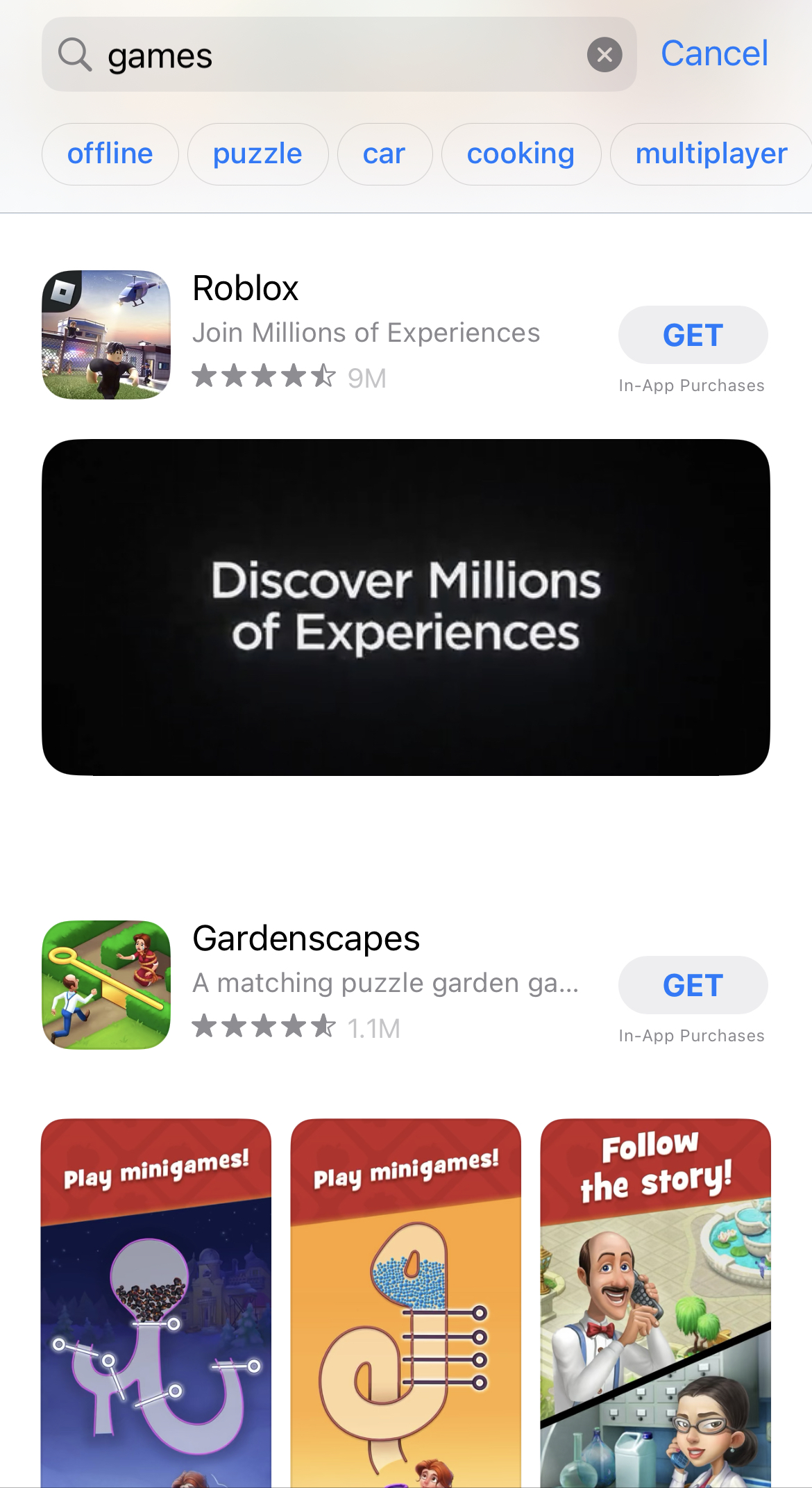 App Store search results App Store Search Results for Games