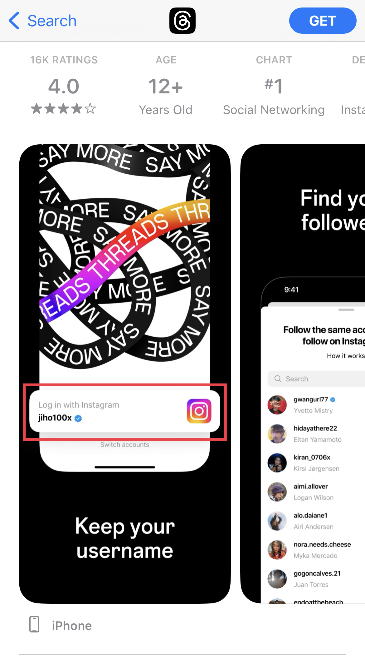 Threads App Store Screenshot threads apple app store screenshots highlighted