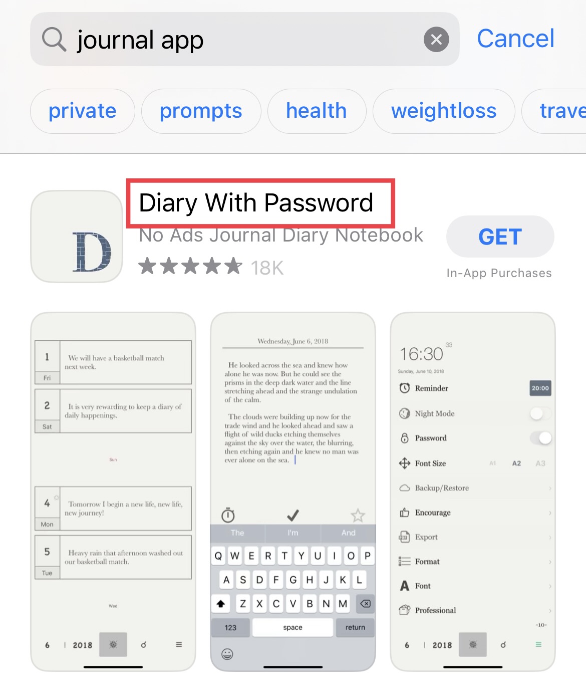 Diary With Password App Store diary with password app store app title highlighted