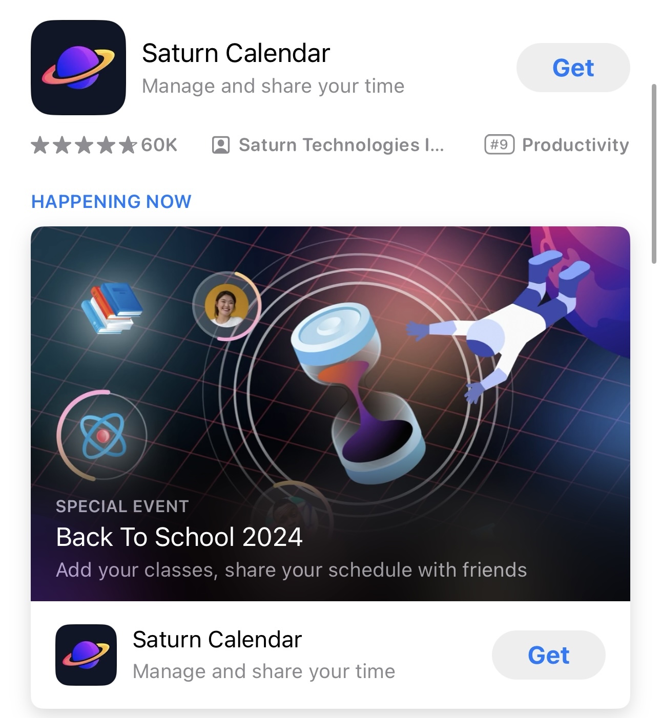 ASO Saturn Calendar iPhone App Search Result