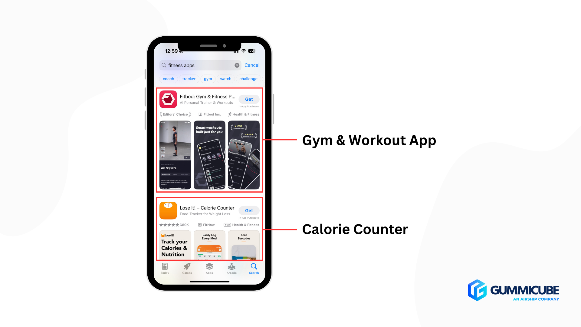 fitness app store search results
