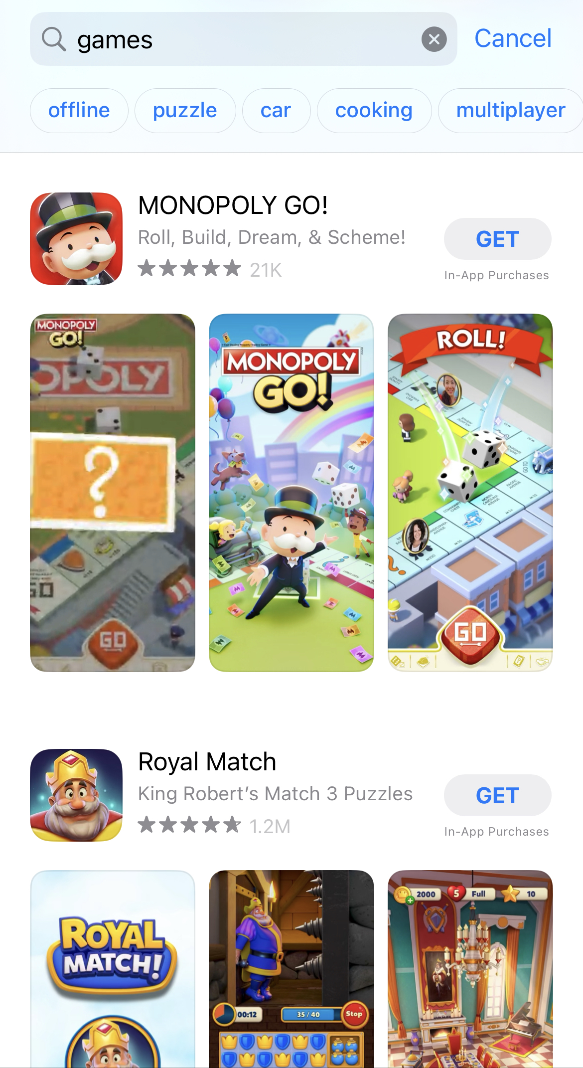 App Store Games Search Results apple app store search results for games