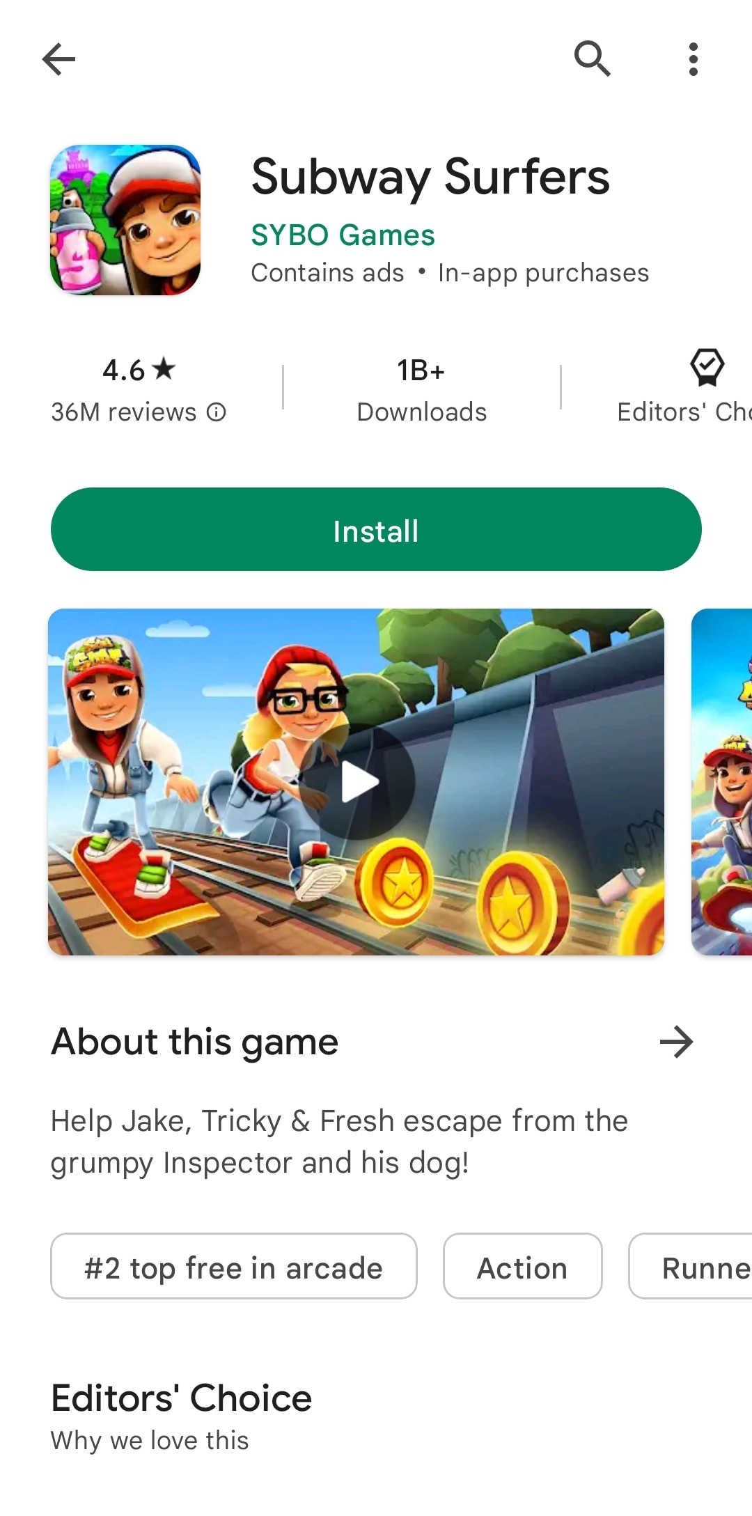 Subway Surfers Google Play Store subway surfers google play store april 2023 listing