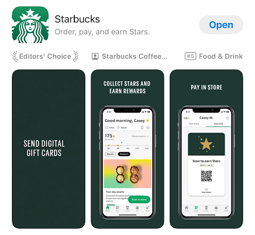 Starbucks ios app store landing page