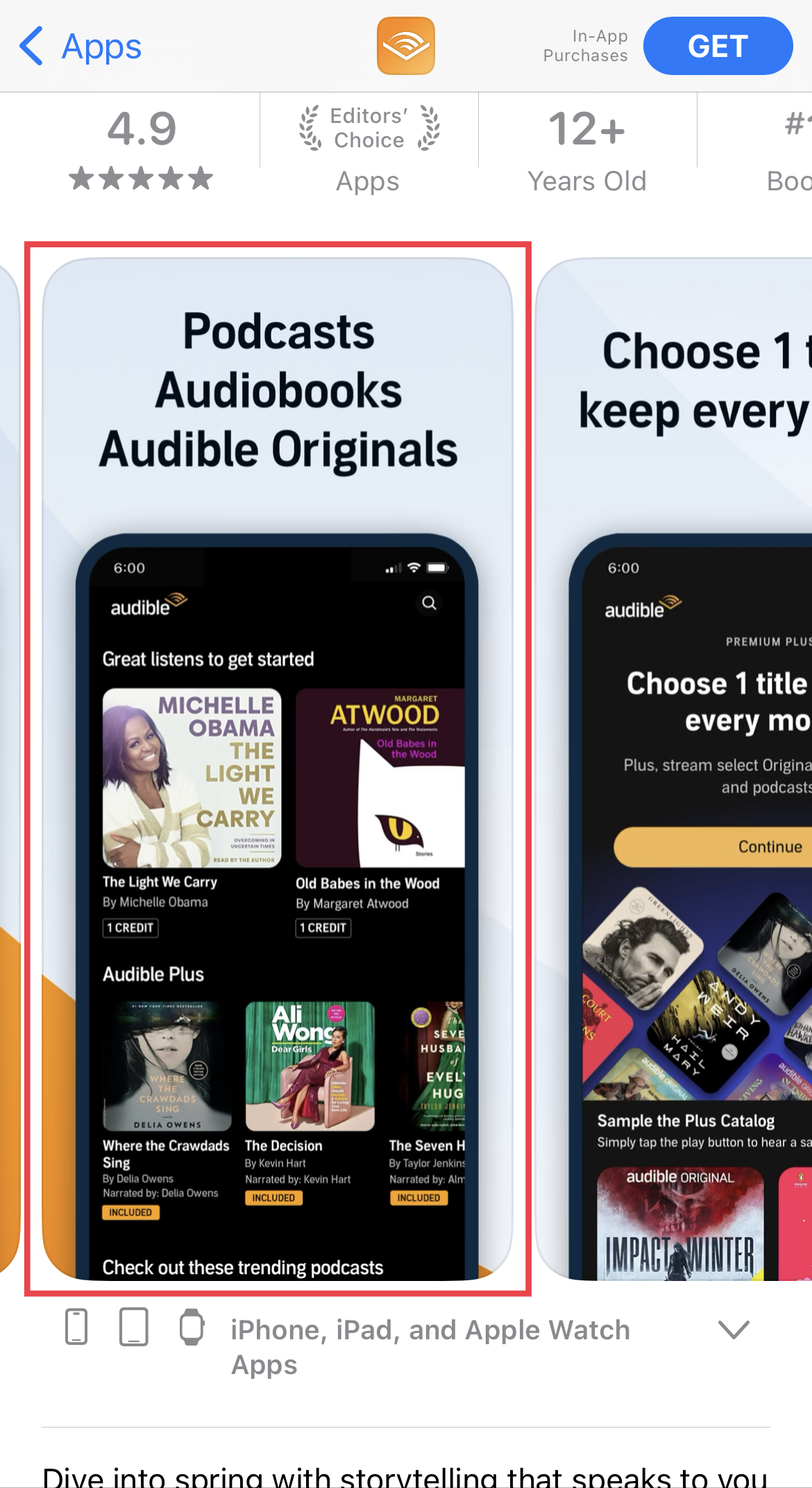 audible apple app store screenshots