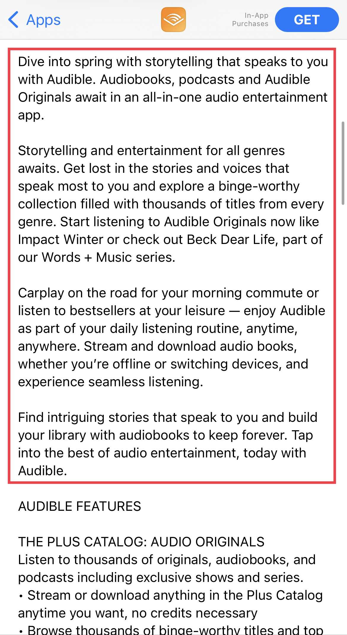 audible apple app store description