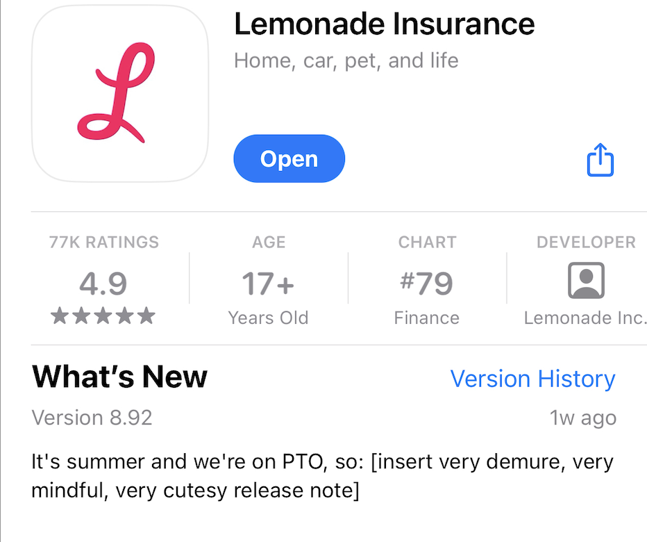 Lemonade App Store Optimization