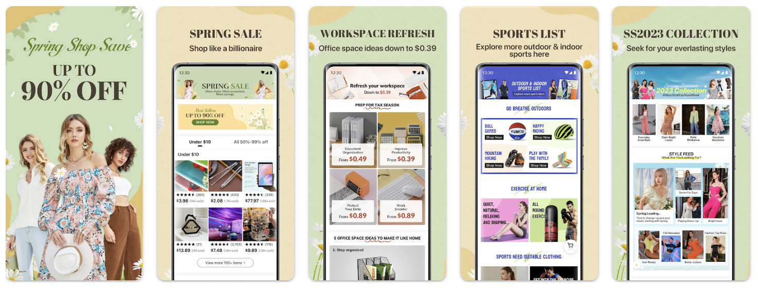 Temu Google Play Spring Screenshots temu google play store spring screenshots 2023
