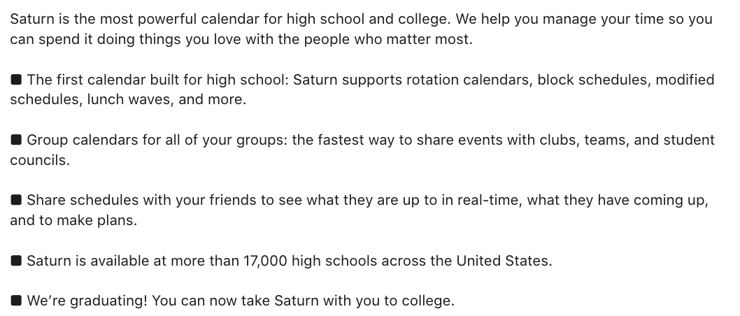 ASO Saturn Calendar iPhone App Description