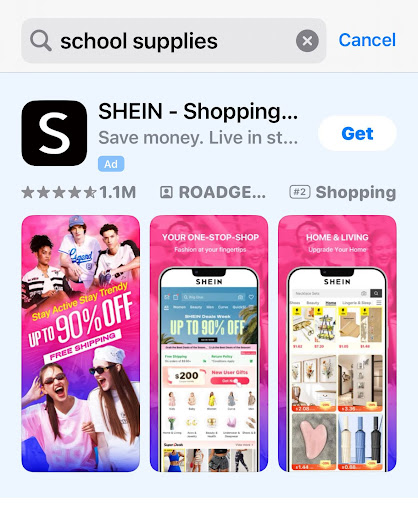 Shein school supplies iOS app store search results preview Shein school supplies iOS app store search results preview