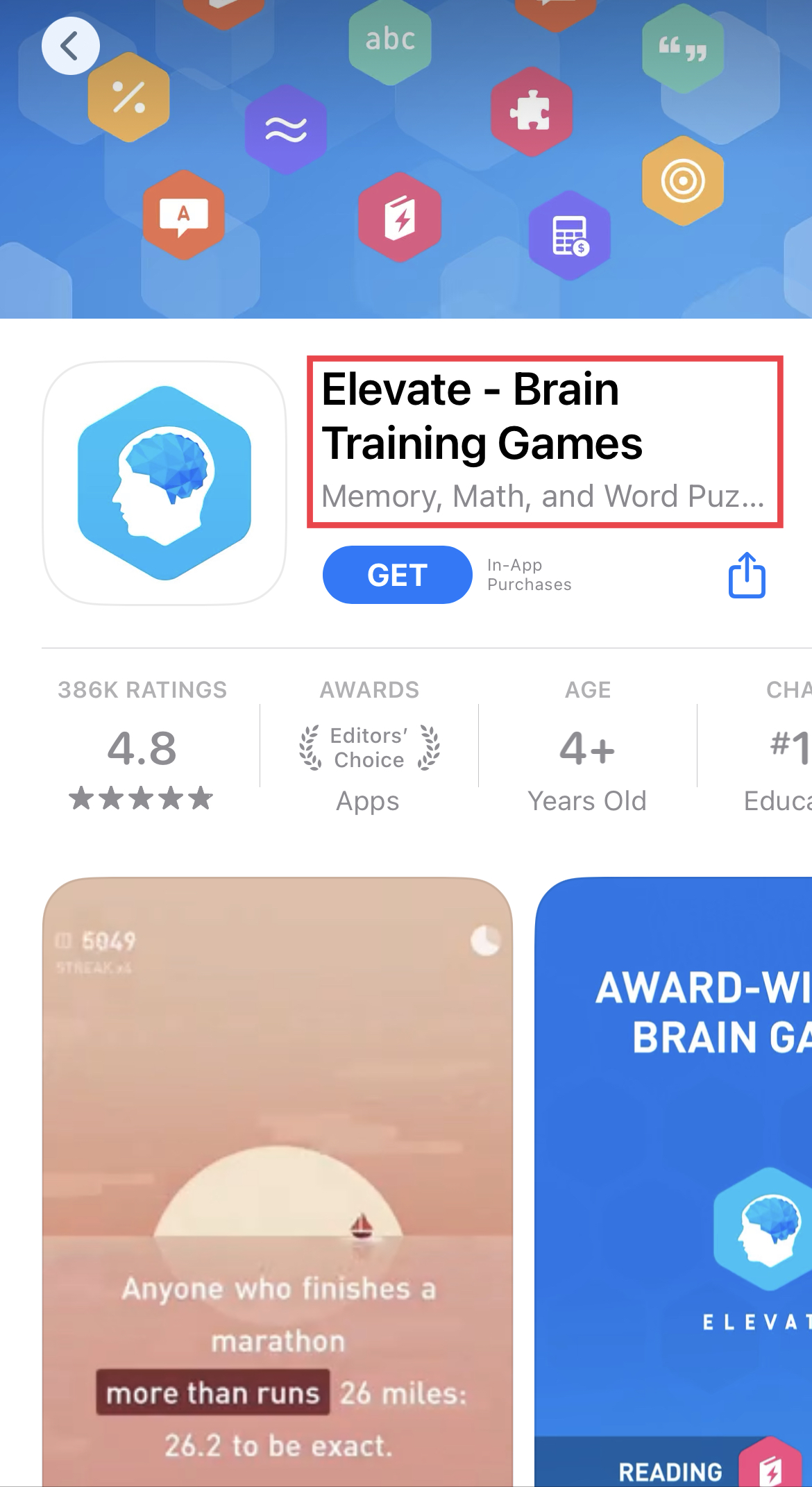 elevate app store product page