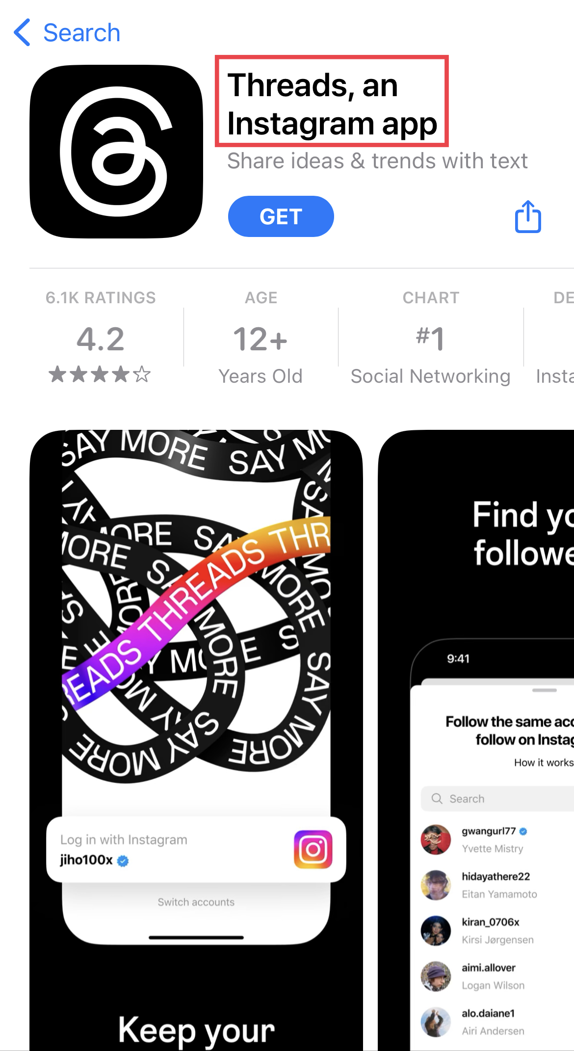 Threads App Name threads app title apple app store