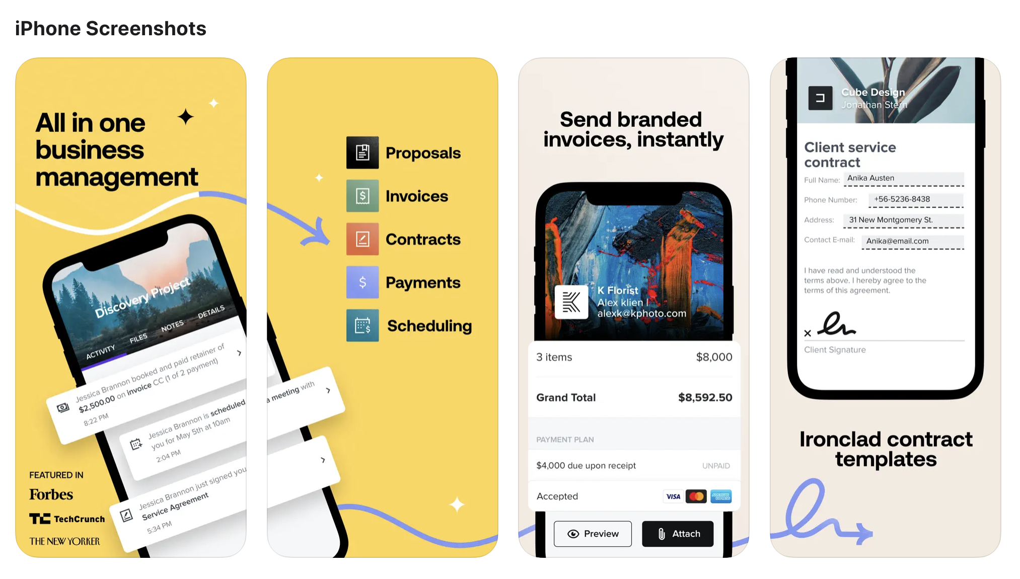 Honeybook ios app store screenshots