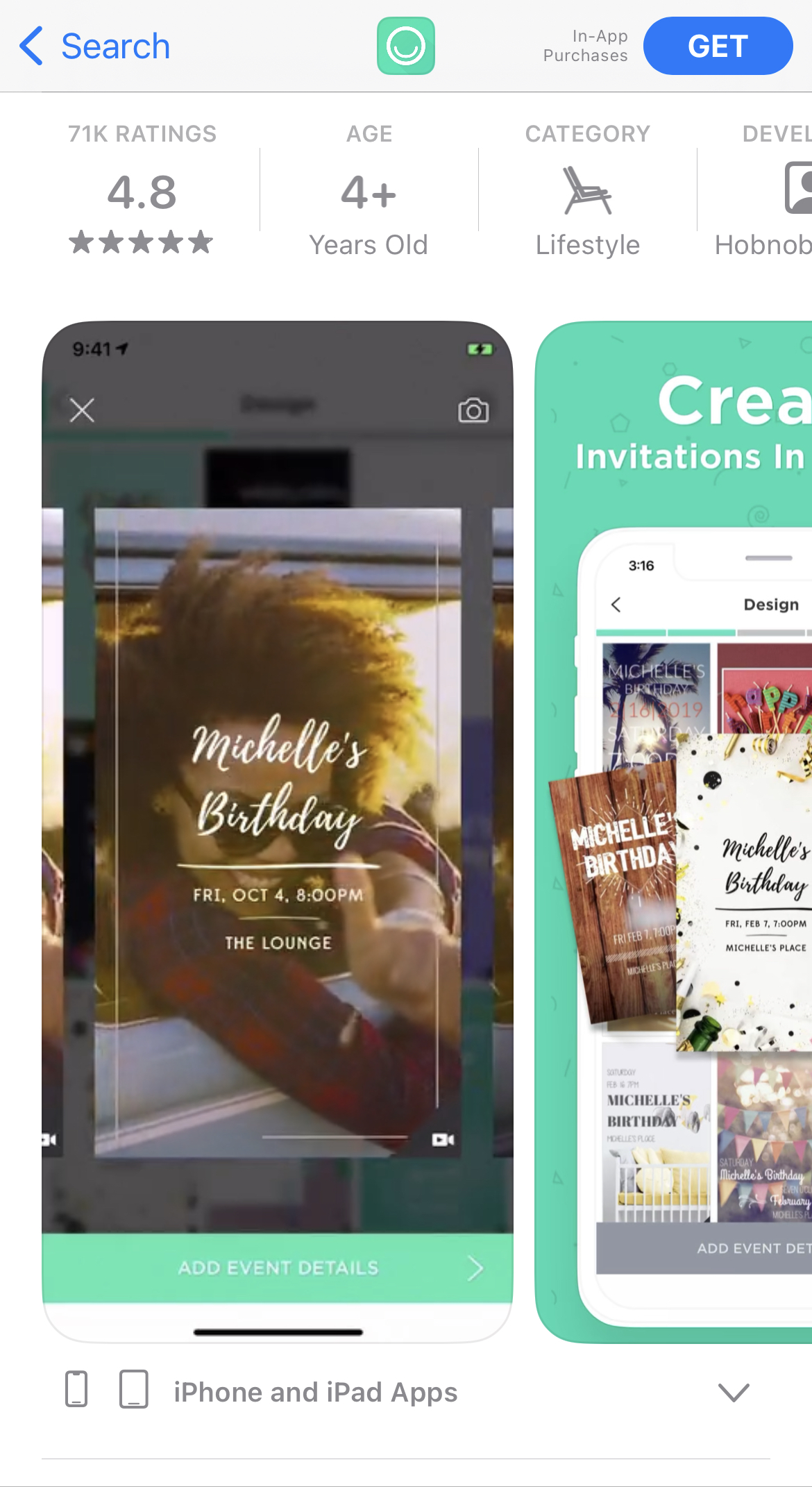 Invitation Maker by Hobnob App Store Preview Video invitation maker by hobnob app store app preview screenshot