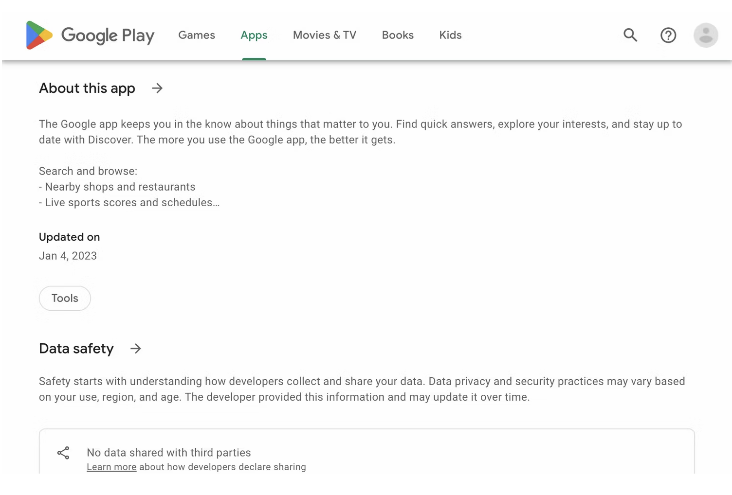 Google Play Store app listing screenshot without the changelog