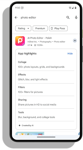 Google Play A.I. generated app preview