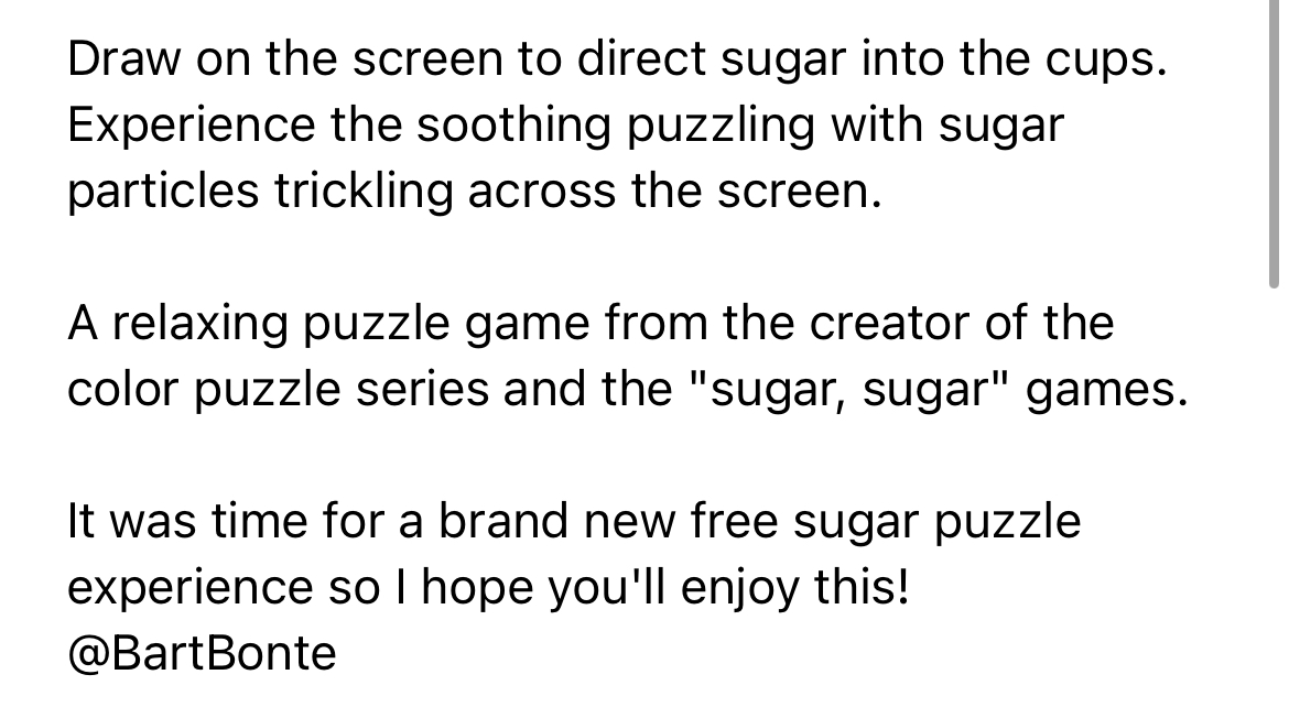 sugar (game) apple app store description