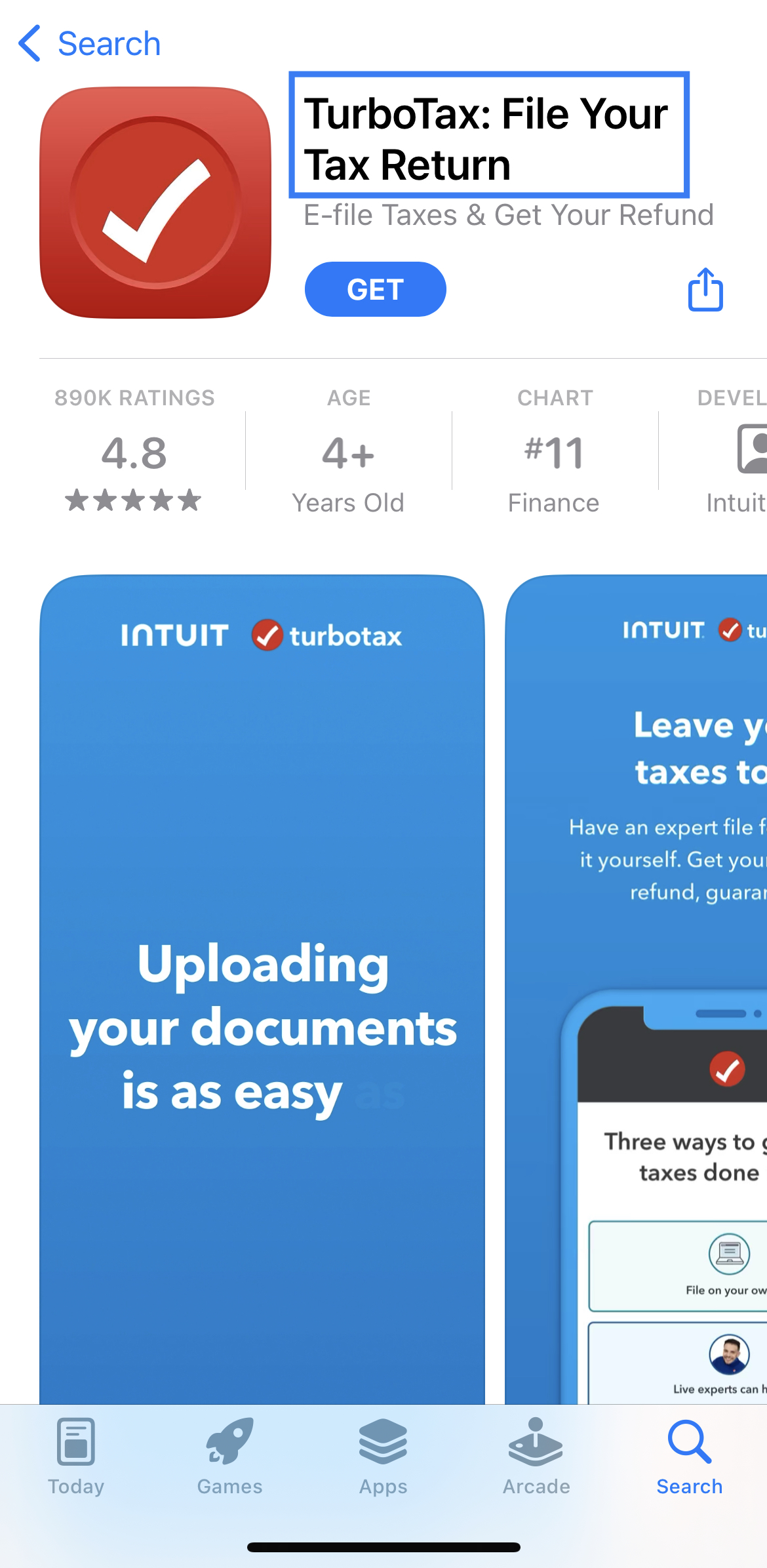 TurboTax App Store Title turbotax app store title highlighted