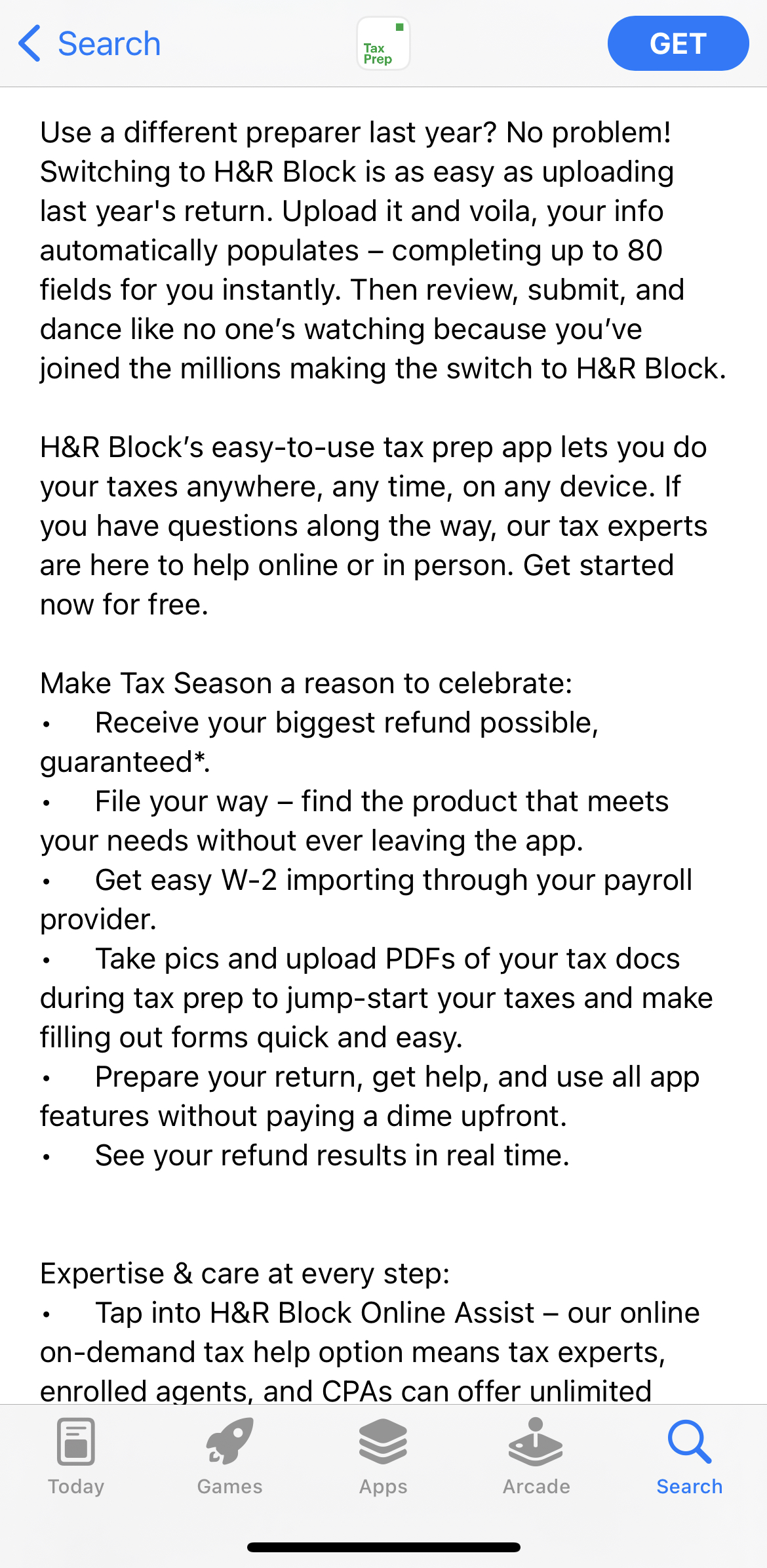 H&R Block App Store Description h&r block app store description